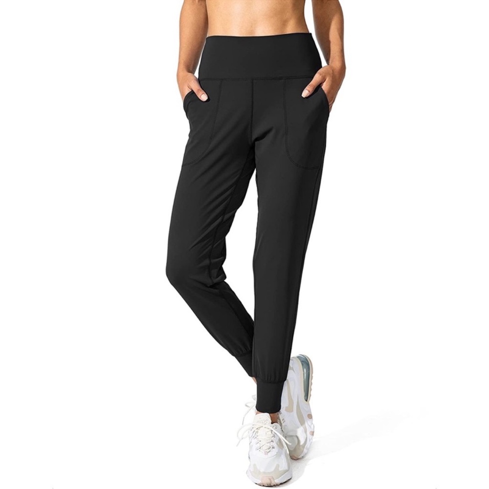 G Gradual Women’s Black High Waisted Joggers with Pockets Size Small